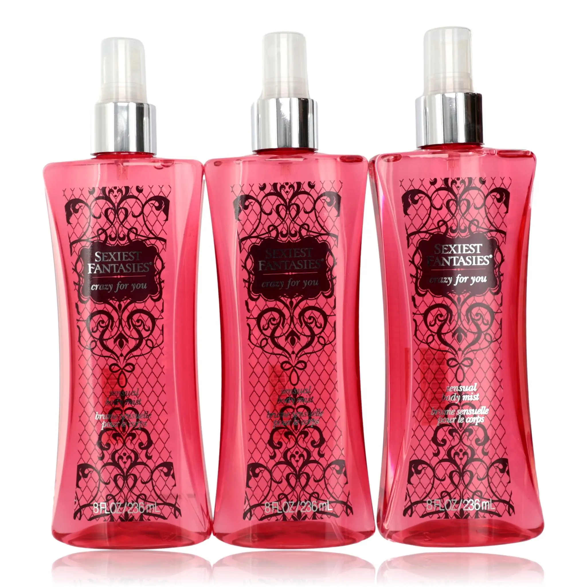Sexiest Fantasies Crazy for You by Parfums De Coeur, 3 Pack 8 oz Body Mist for Women