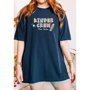 Comfort Colors Personalized Kindergarten Teacher back to school Shirt, Kinder Crew Tee, Custom teacher tee