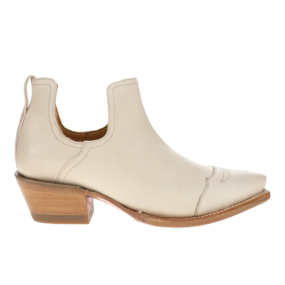 Tecovas Womens The Rosie Snip Toe Pull On Casual Boots Ankle Low Heel 1-2" - White