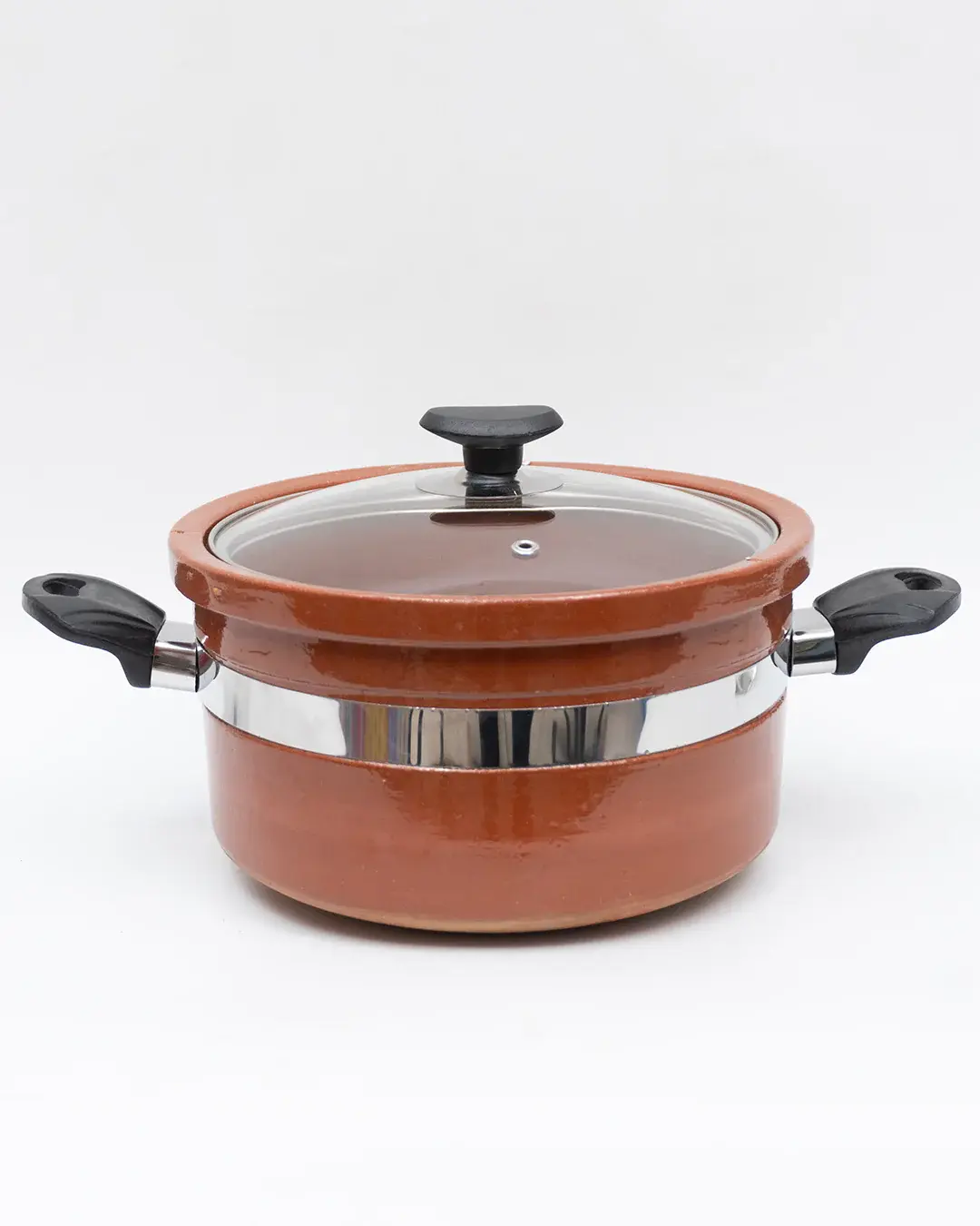 Handmade Glazed Clay Cooking Pot 5 Quart – Natural Earthenware Pot for Stove Cooking, Non-Toxic Ceramic Handi, Traditional Clay Casserole for Healthy Cooking, Heat Resistant & Durable Kitchen Pot
