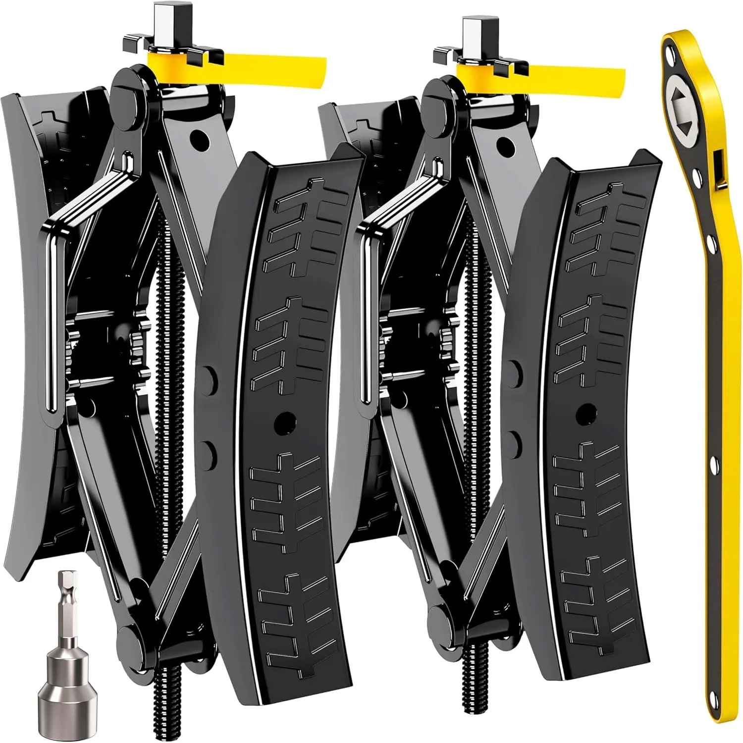 X-Shaped Metal Camper Wheel Chock Stabilizer (2 Sets), Upgraded Side Grain Heavy Duty 3.5 to 12 Inches RV Travel Trailer Accessories, Rust Resistant Coating, Anti-Move Tire Chocks, X-Shaped Wheel Chock