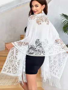 Elegant Women's Lace Scarf, Elegant Evening Dress Shawl, Boho Style Shawl, Perfect Accessory for Special Occasions, Stylish and Chic Design, Multifunctional Lace Scarf, Floral Print Shawl, All Season Shawl