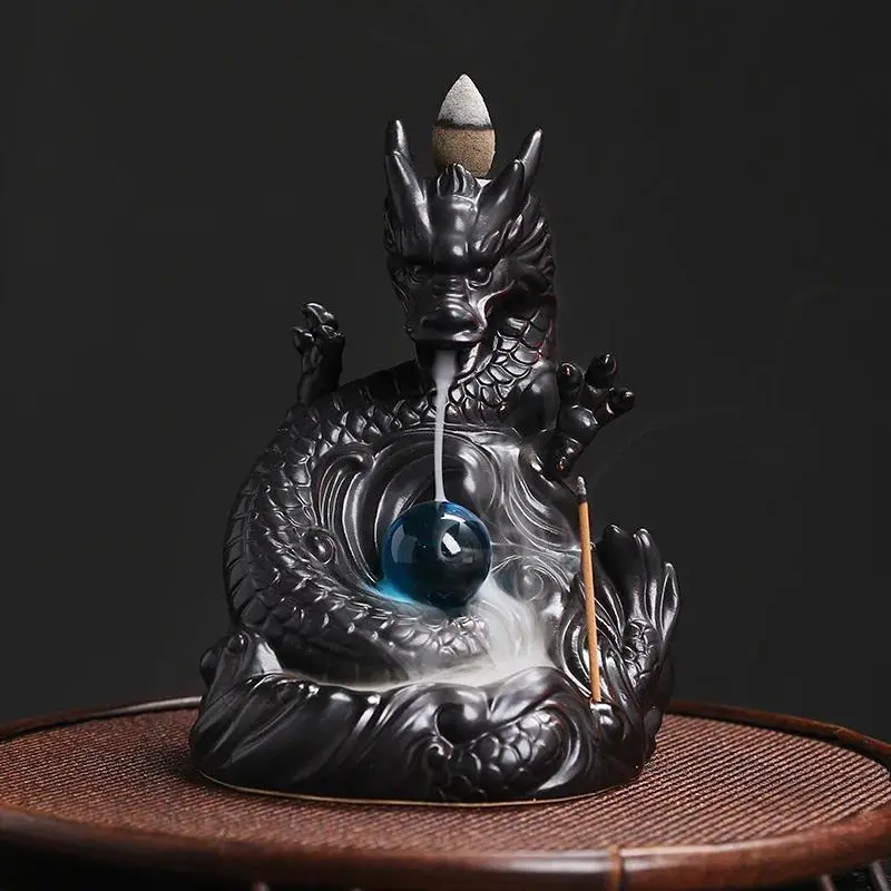 Dragon Design Backflow Incense Burner, Bakhoor Burner, Ceramic Incense Holder, Home Decor Aromatherapy Ornament, Desktop Decor for Living Room Bedroom Office, Fragrance Incense, Perfume, Home Fragrances, Home Fragrance Products