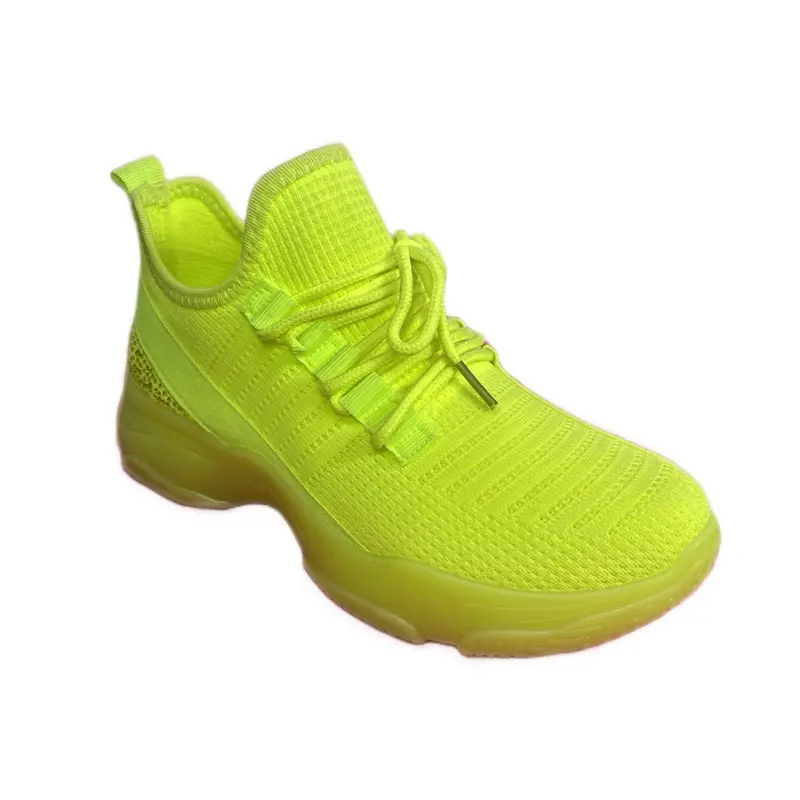 SNEAKERS Women's 1930 Sporty Rhinestone Glitter Round Toe Neon Yellow Fabric Sole Running Shoes - All-Season US Sizes Everyday Casual Shoes for Running, Training, Running Shoes Women
