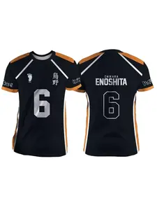 Anime Cosplay Haikyuu Fukurodani Hinata Jersey, Loose Fit Short Sleeve Tee, Casual Long Cotton Shirt for All Seasons
