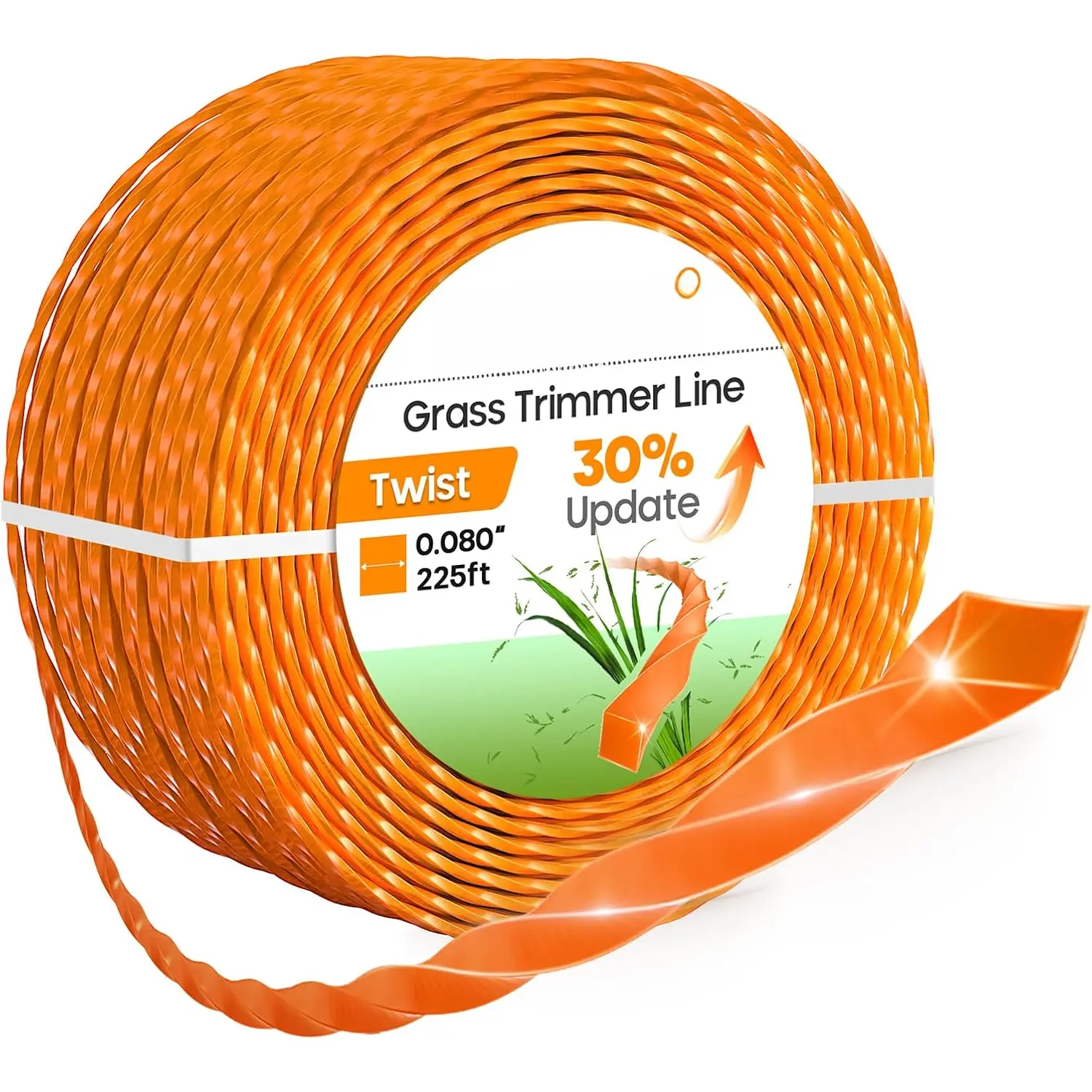 String Trimmer Line .080", 225  Weed Eater String, Twisted Trimmer Line for Universal Replacement, Orange  Nylon String Trimmer Line for Light Grass&Weeds