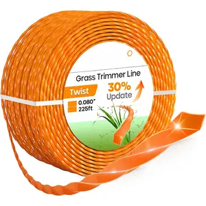 String Trimmer Line .080", 225  Weed Eater String, Twisted Trimmer Line for Universal Replacement, Orange  Nylon String Trimmer Line for Light Grass&Weeds