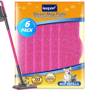 KEEPOW Microfiber Steam Mop Pads  6 Pack Compatible with Schenley Steam Mop Cleaner,  absorbent Cleaning Washable and Reusable Replacement Mop Pads Accessories