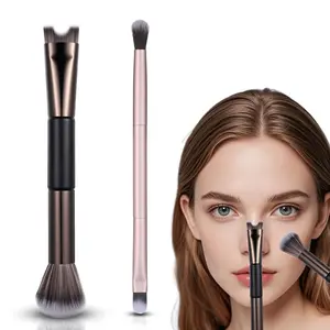2 Pcs Sculpting Dual-End Nose Brush, 2-in-1 Nose Contour Brush Makeup Brushes Blush Brushes for Sculpting and Defining Contour