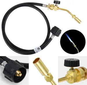 1Set Propane Gas Tank Turbo Torch Hose Adapter Kit, Portable Propane Torch for Brazing Soldering Welding, Fuel by Gas Cylinder