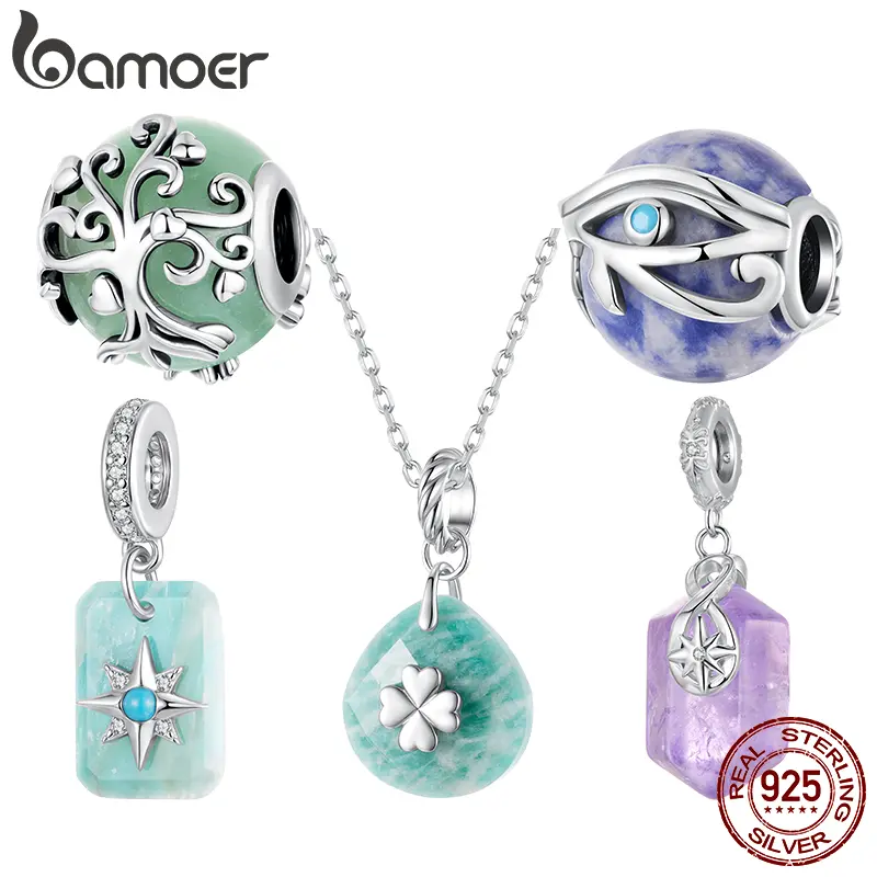 Healing Purple Crystal Infinite Pendant Starry Amazonite Charm Eye of Horus Fit Original Bracelet DIY Jewelry Accessories