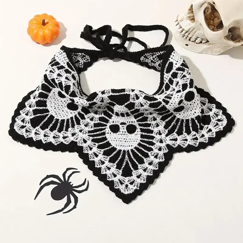 Halloween Themed Skull Embroidery Crochet Hair Band, Headband, Cute Scary Hair Band for Women & Girls, Fashion Hair Accessories for Party, Daily Clothing Decor, Holiday, Boho