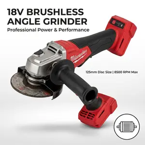 Milwaukee M18 18V 125mm Cordless Brushless Angle Grinder For Construction And Metalwork With M14 Spindle