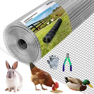 48inch x 100ft Hardware Cloth 1/2 inch Chicken Wire Fencing 19Ga, Hot Dipped Galvanized After Welding Garden Plant Supports Welded Metal Chicken Wire Fence Poultry Animal Netting Cage Screen
