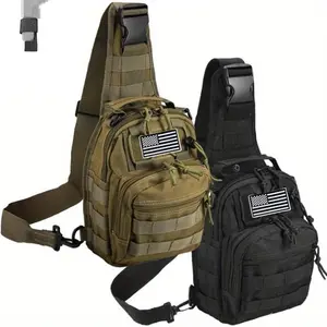 Tactical crossbody bag, chest bag, large capacity shoulder bag, Molle, EDC, 1000D oxford cloth, durable, wear-resistant, waterproof, outdoor sports, hiking, camping and daily use for men and women, fun fishing bag, gym bag, birthday/Christmas gift