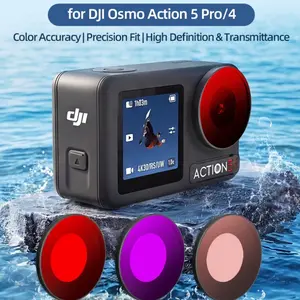 For Dji Osmo Action5pro4 Diving Filter with Multi-Coated Optical Glass and Aluminum Alloy Frame, Perfect for Outdoor Water Sports and Travel, Lightweight Buckle Design for Easy Installation, Creative Underwater Filter Accessory