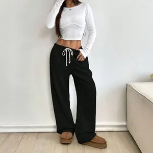 Women's Lined Sweatpants High Waisted Baggy Wide Leg Sweat Pants for Women Casual Drawstring Workout Pants with Pockets Joggers Lounge Trousers Springfresh