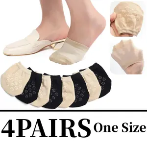 4 Pairs Toe Topper Socks No Show Liner Half Socks for Women Seamless Grip Non Slip Socks Hidden Toe Covers Socks for Mule Automotive & Motorcycle