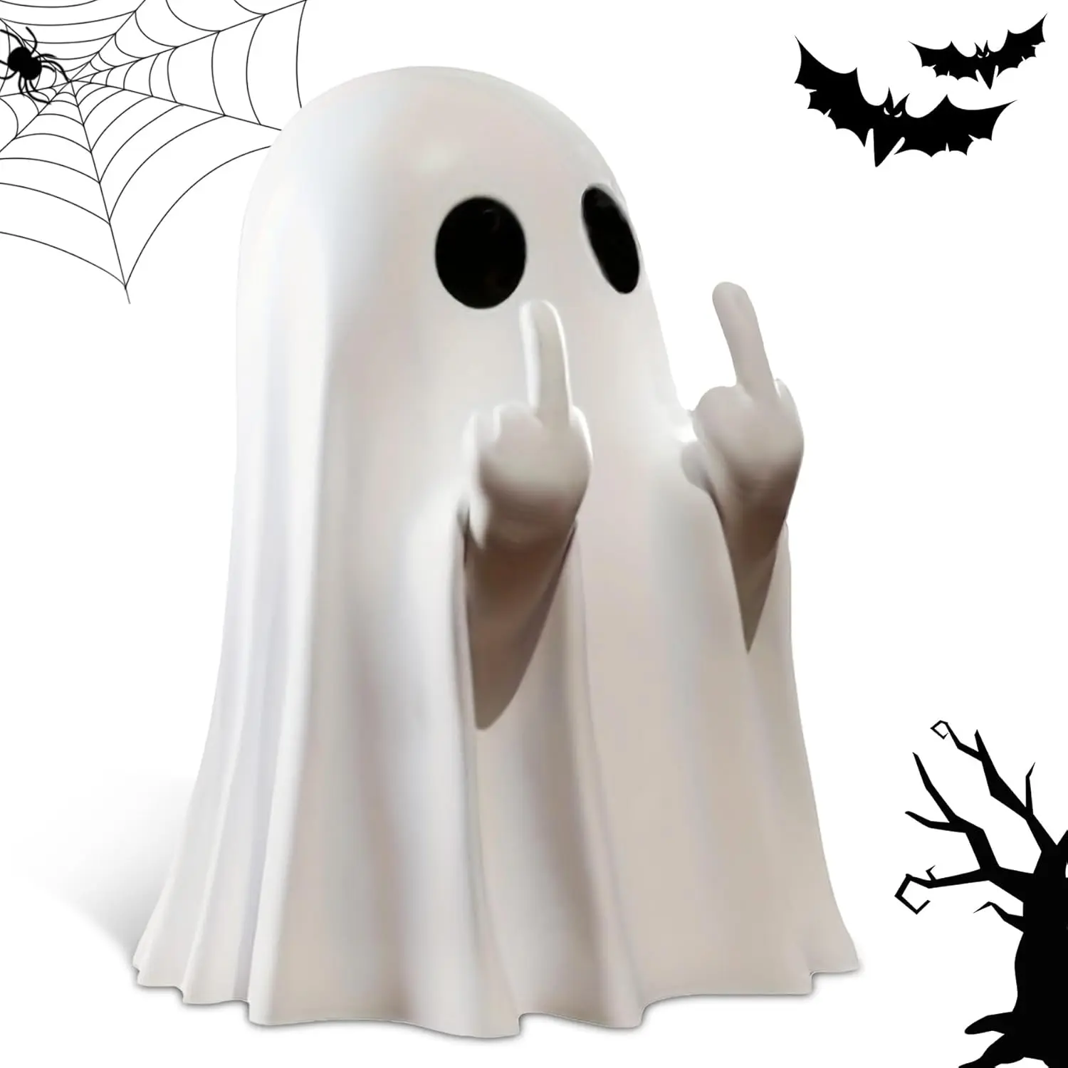 Halloween Funny Ghost Figurine Statue,  Cute Ghost Decor  Tabletop Ornament, Offensive Gag  for Men Women, Adult Humor Desk Decoration