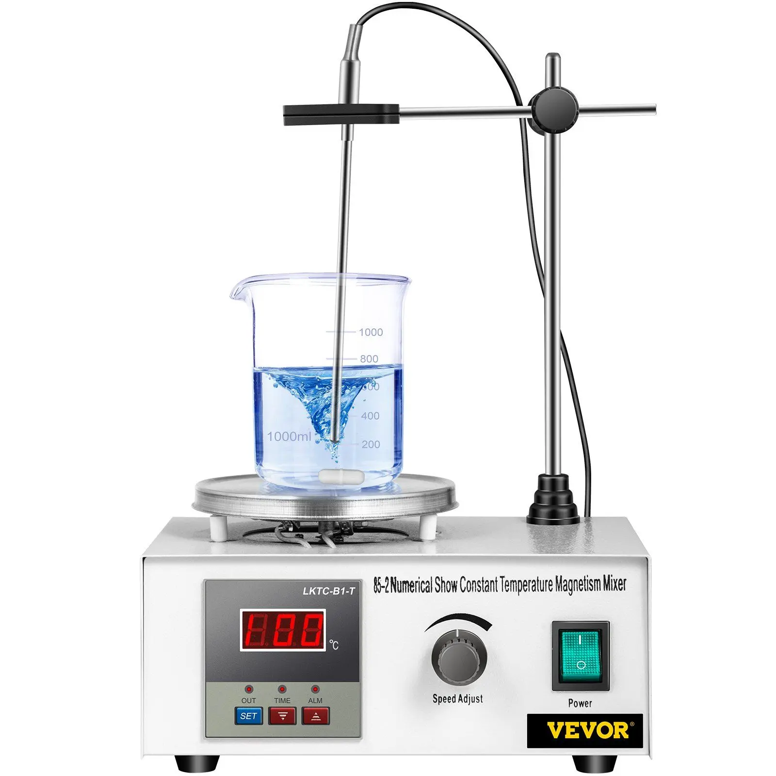 VEVOR Magnetic Stirrer with Heating Plate, 85-2 Model Hotplate Mixer, 110V, 200W Heating Power, 0-2000 RPM, Accurate Display & Control, Adjustable & Secure Design