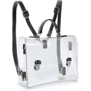 Clear PVC Backpack for Stadium Approved Multifunction Transparent  Handbag Unisex Messenger Satchel   Bag