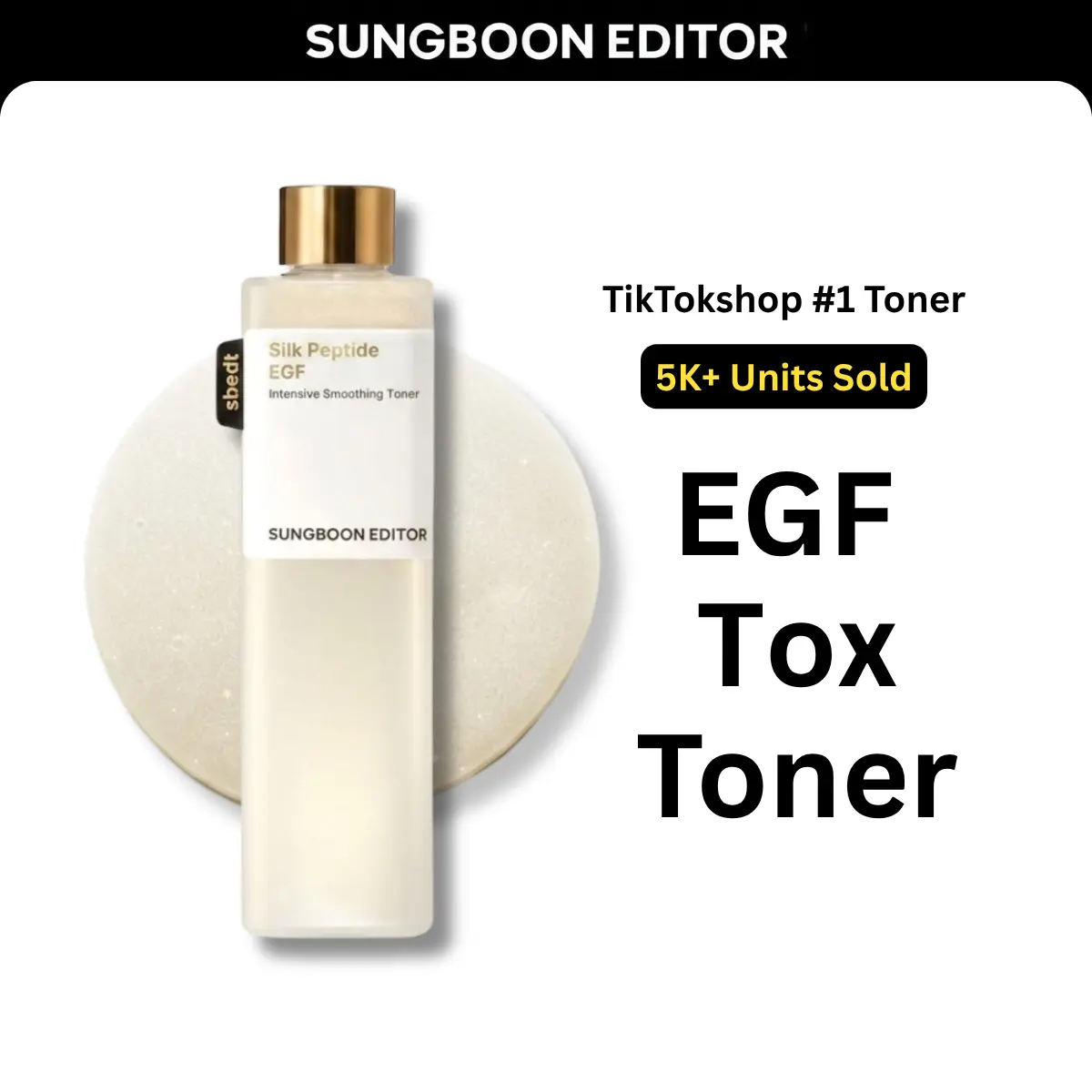 [Sungboon] EGF Tox Toner | Forehead Firming & Wrinkle Care, Iron Out Fine Lines | PDRN & Collagen & NAD+ EGF Complex | EGF Plumping for Forehead, Longevity Anti-Aging Routine | Korean Skincare, K-Beauty