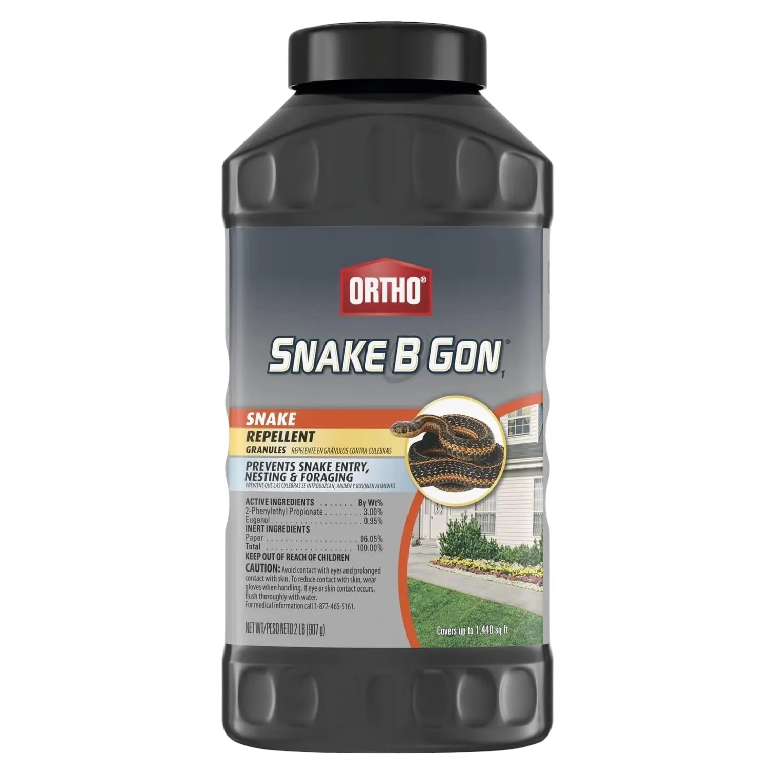 2 lb Snake Repellent Granules for Yard, No-Stink Outdoor Formula, Helps Deter Snake Entry, Nesting & Foraging, Covers Up to 1,440 Sq Ft