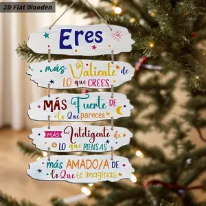 Spanish Encouragement Wooden Wall Art, 5-Piece Inspirational Quote Set, 26x6 Cm, Perfect Gift for Home Decoration & Positive Vibes, Wall Hanging Decor