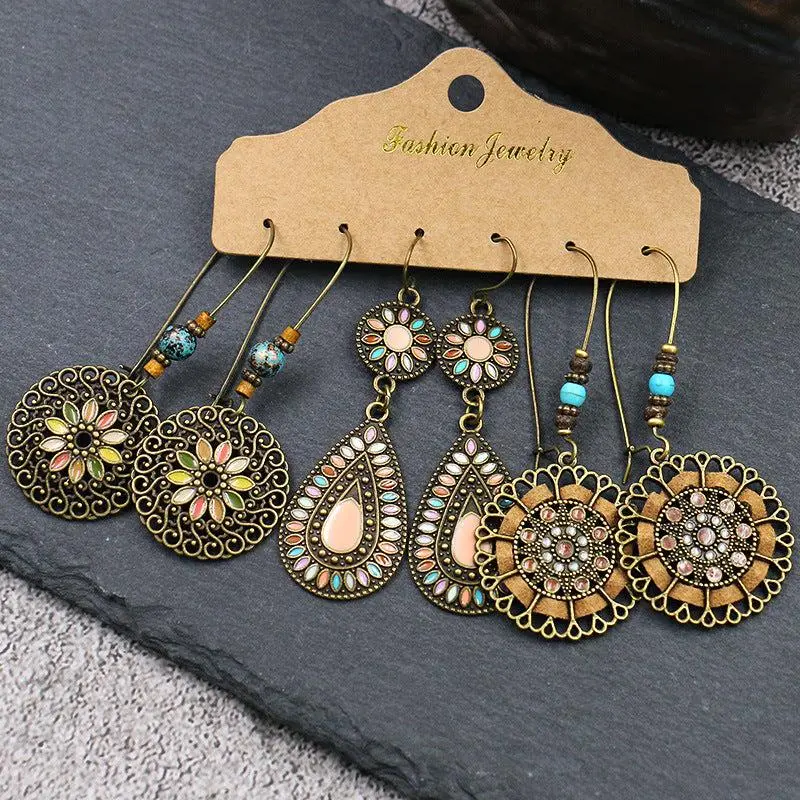 Bronze Boho Earring Set