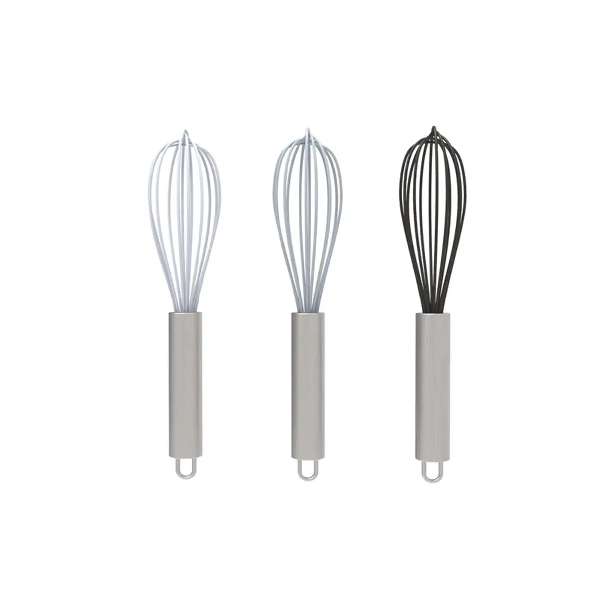 212 MAIN Silver 15-Piece Mini Whisk Kitchen Utensils Set - Silicone & Stainless Steel, Dishwasher-Safe Egg Preparation Kitchen Gadgets