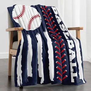 Baseball Pattern Flannel Throw Blanket, Casual Sports Nap Blanket, Warm and Comfortable Throw Blanket for Home, Nap, Travel, Camping Warm