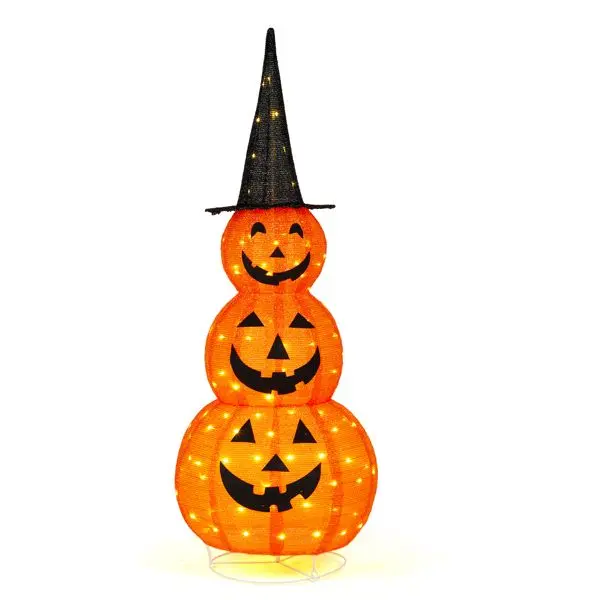 5ft Collapsible Halloween Pumpkin Decorations, 100 LED Lights, Halloween Decor