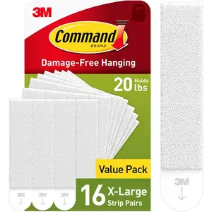 Command 20 lb XL Heavyweight Picture Hanging Strips 16 Pairs (32 Command Strips), Damage Free Hanging Picture Hangers, Heavy Duty Wall Hanging Strips for Home Decor, White Adhesive Strips