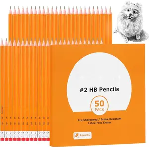 50 Pack Pre-Sharpened #2 Pencils with Erasers, Bulk Pack Yellow Graphite Pencils for School Classroom Teacher Desk Supplies, No 2 HB Pencil for Writing Drawing Sketching Gifts for Kids Party Favors
