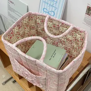 Floral Pattern Storage Basket, 1 Count Large Capacity Clothes Toy Doll Book Storage Basket, Home Organizer for Living Room Bedroom Dormitory Office, Flower