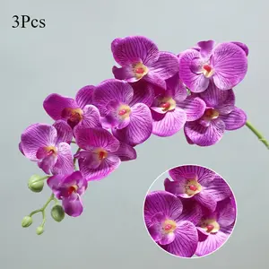 3 Artificial Phalaenopsis Orchids, with Real-Touch Flower Heads & Artificial Stems, Suitable for Engagement/Wedding Bridal Bouquets, Valentine’s Day, Mother’s Day, Easter, Spring & Summer Indoor Home Garden Decor, and Artificial Flower Arrangement Centerp