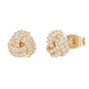 PAVOI 14K Gold Plated Sterling Silver Post Love Knot Stud Earrings - Gold Earrings for Women