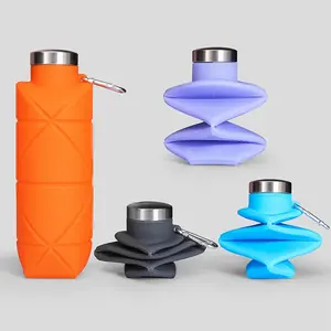 Platinum Silicone Diamond Foldable Cup 700ml Portable Water Bottle for Outdoor Sports