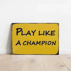 "Play Like A Champion" Inspirational Sports Canvas Art Poster - Motivational Home Gym Wall Decor, Home Supplies with Optional Wood Frame
