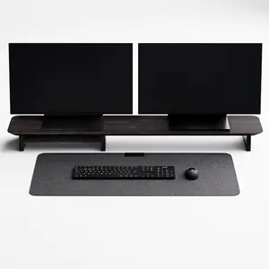 Zleek Wooden Dual Monitor Riser - Desk Shelf Organizer for Monitors, Laptop, and Speakers - Handcrafted Solid Wood Design, Ergonomic Elegance