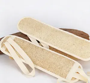 Natural Loofah Back Scrubber Strap Long Bath Scrub Brush for Cleaning and Exfoliating with Comfortable Straps