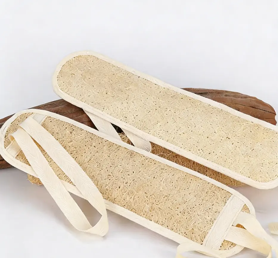 Exfoliating Loofah Back Scrubber, Long Strap Made from Natural Plant Fiber, Gentle Bath Towel for Sensitive Skin, Household Accessories, Personal, Body Scrub Towel, Natural Fiber, Body Scrubber, Foldable