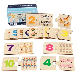 Iron Box Number Enlightenment Wooden Puzzle Board Number Counting Blocks Math Learning Blocks, Numbers 1-10 Cognitive Pairing Early Education Toy, Hand-Eye Coordination Training Math Toy, Math Learning Tools