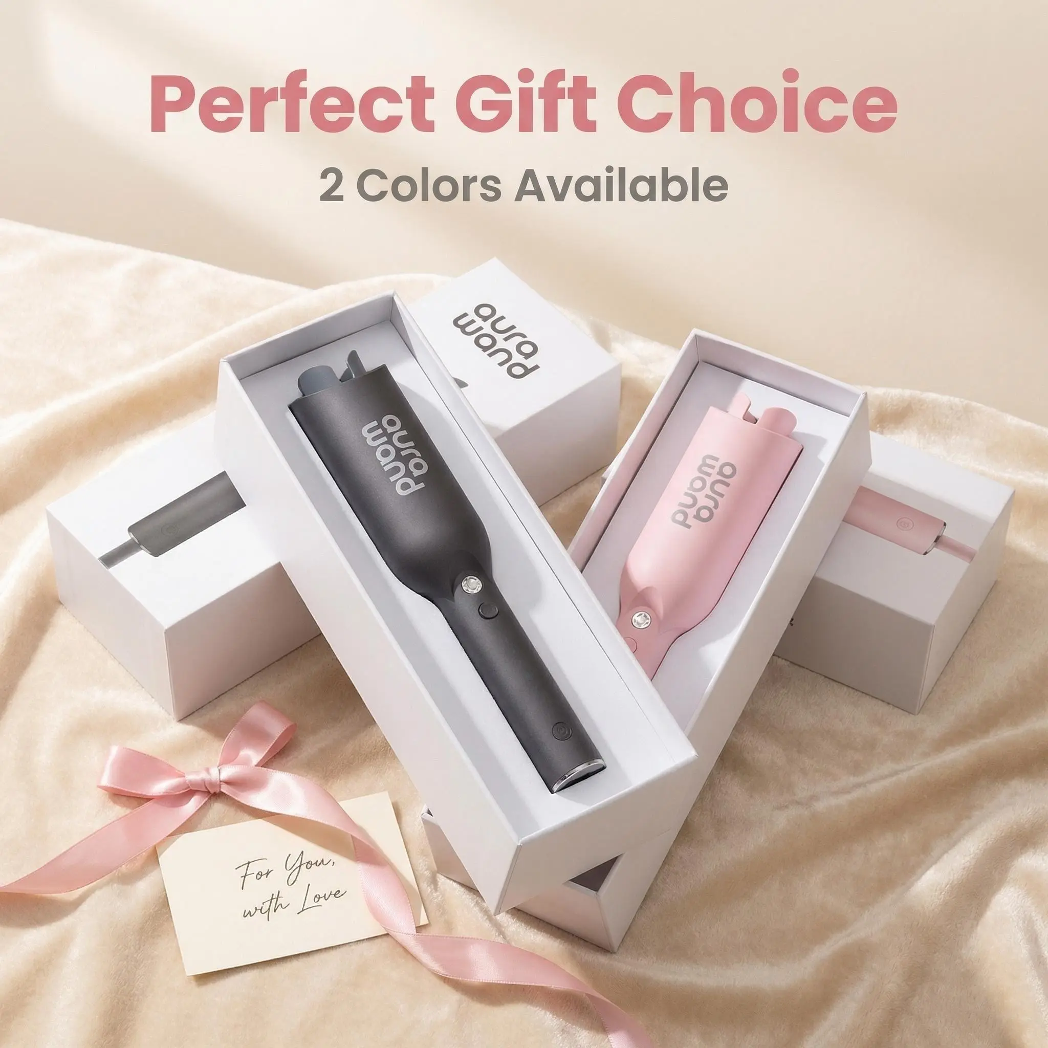 Aura Wand Cold Air Auto-Curler for Smooth, Frizz-Free Salon Curls - 1.26" Automatic Rotating Iron with Adjustable Temperatures, Gift for a Bestie
