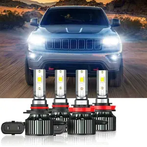 9005/HB3 LED Headlight Bulbs + H11 LED Headlight Bulbs For JeepGrand Cherokee 2014 2015 2016 2017 2018 LED Headlight+Fog Light Kit