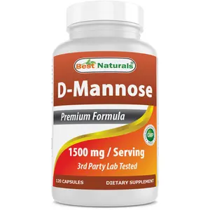 Best Naturals D-Mannose Capsules - 1500mg per Serving Urinary Tract Cleanse Supplement - 120 Count