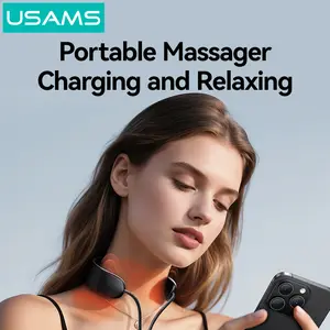 USAMS 100W 2-in-1 Fast Charging Neck Massager Type-C to Type-C Cable, 3 Massage Modes, Silicone Material, Phone Strap, 480Mbps Data Transfer, Compatible with Phones, MacBook, iPad, CarPlay, USB Surge Protector Cord, 3.0 High-Speed Extension