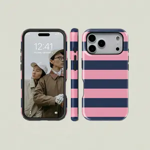 Striped Pattern Phone Case, Durable Two-In-One Protection, Fits iPhone 17 16 15 14 13 12 Pro Max, Samsung Galaxy S25 S24 S23 S22 Ultra Series, Shockproof Protective Cover