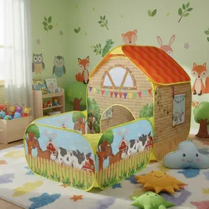 Kids' Garden Villa Tent with Ball Pit | Large Portable Foldable Yellow Playhouse | Pop-Up Castle Tent | Outdoor Party & Beach Toy | Outdoor Playset | Holiday Gift (Birthday/Christmas/Thanksgiving/Halloween) | | No Accessories, Lights or Balls