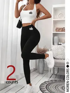 Women's Casual Sports Halter Top & Tight Long Pants Set, Comfortable Soft Fabric, Slimming Design, Perfect for Outdoor, Shopping, Leisure, Summer, Sports Casual Wear